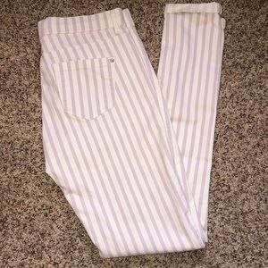 TopShop Moto Leigh White & Lavender Striped Jeans